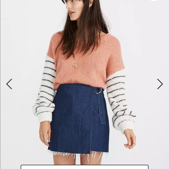 Madewell Denim Raw-Hem Mini Wrap Skirt - Picture 1 of 9